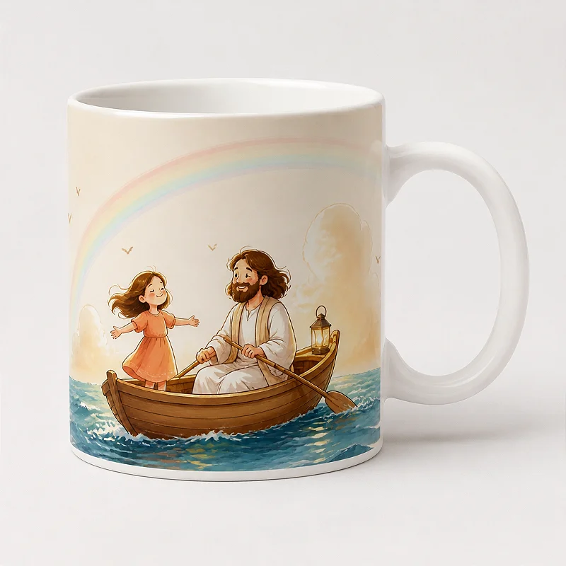 Caneca de Porcelana Deus na Embarcação - 350ml
