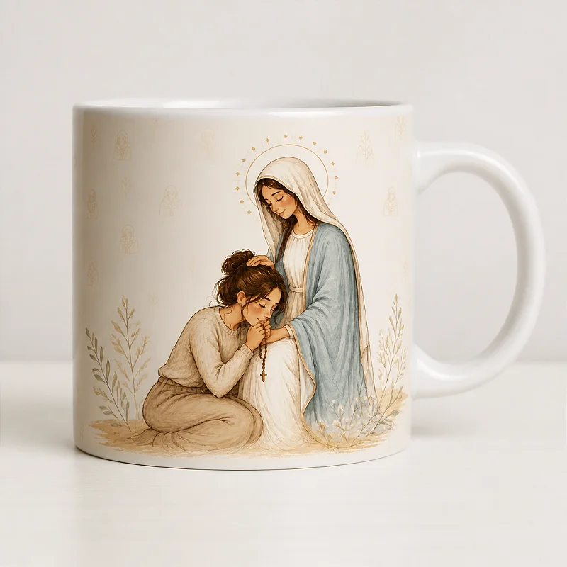 Caneca de Porcelana Devoção Religiosa - 350ml