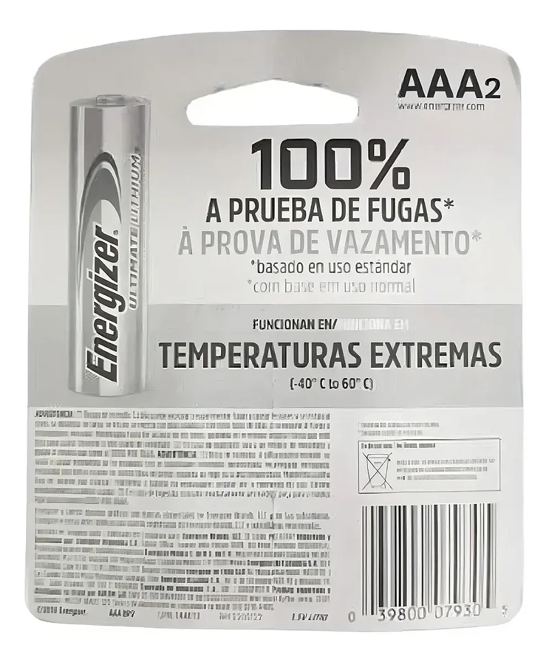 Par de Pilhas Energizer Lithium AAA Longa Duração