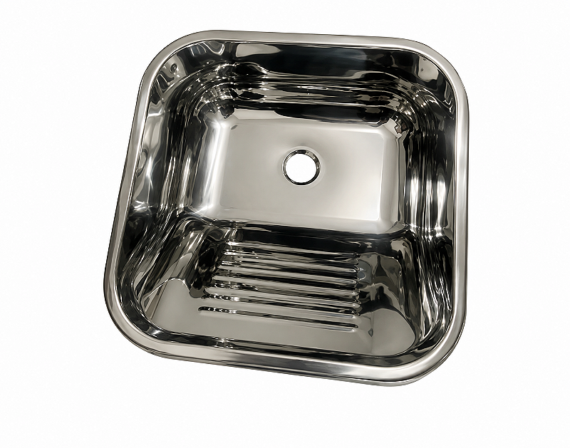 Tanque de Lavanderia em Aço Inox 304 40x40x20cm — Sobrepor ou Embutir com Válvula e Sifão