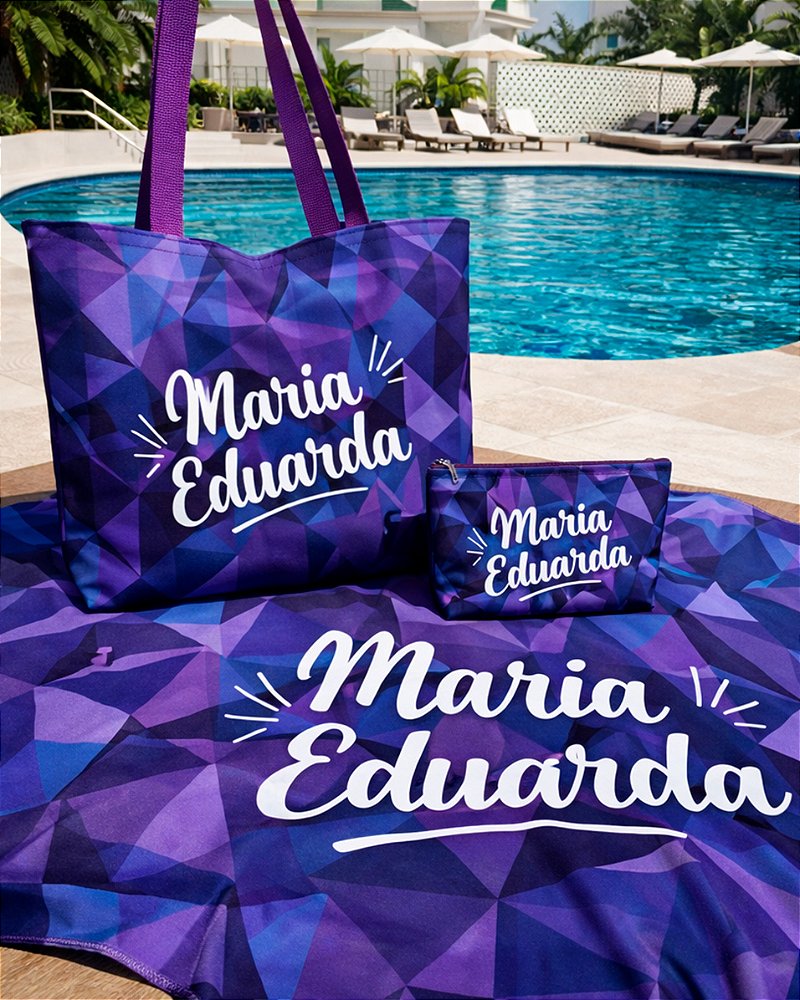Kit Praia Personalizado com Bolsa, Necessaire e Canga