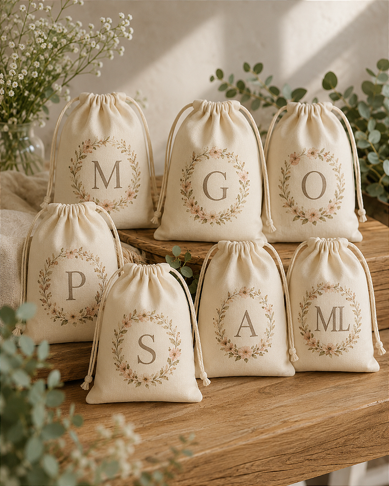 Saquinho de Algodão Cru Personalizado 10x15 cm