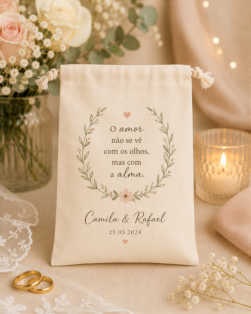 Saquinho de Algodão Cru Personalizado 30x40 cm