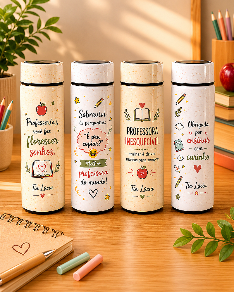 Garrafa de Vidro 400ml Personalizada Dia dos Professores
