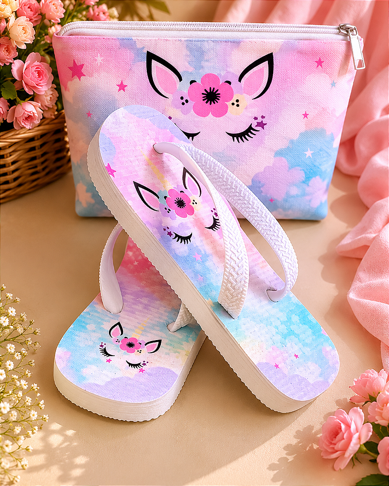 Kit Chinelos Personalizados Adulto e Infantil com Necessaire