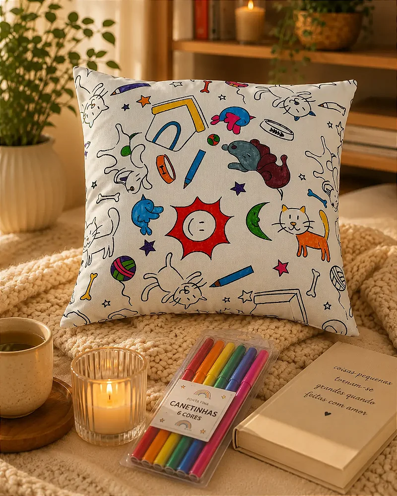 Kit almofada de colorir personalizada Quadrada