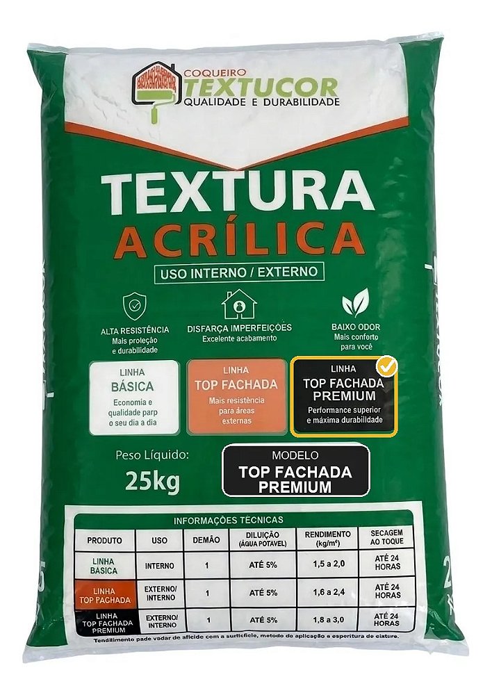 Textura Top Fachada Premium 25kg - Textucor - Uso Int / Ext
