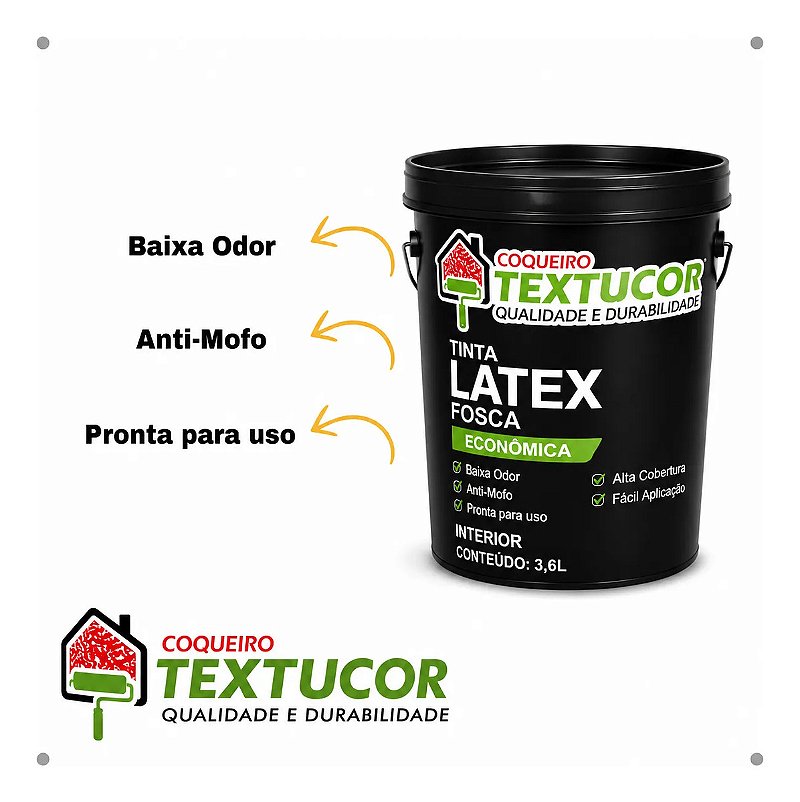 Textucor Tinta Látex Fosca Económica 3,6l Branco Uso Interno