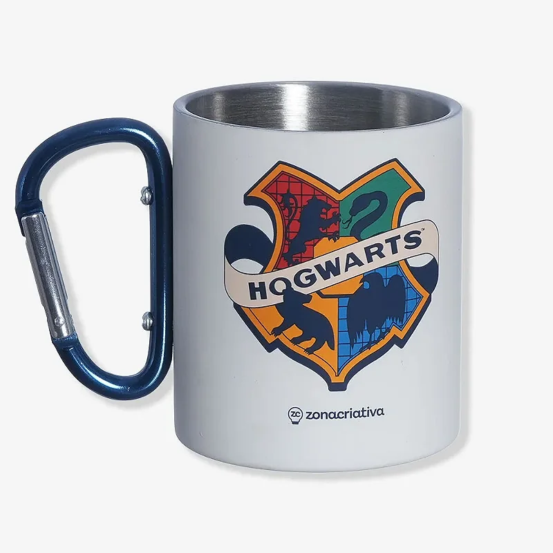 Caneca Hogwarts com Mosquetão - Harry Potter