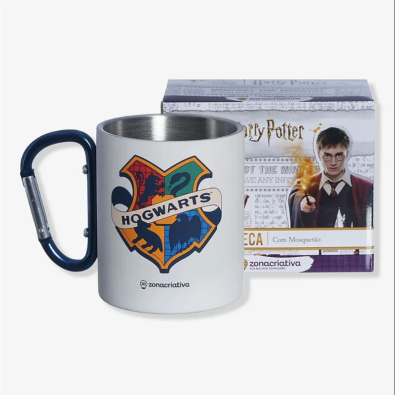 Caneca Hogwarts com Mosquetão - Harry Potter