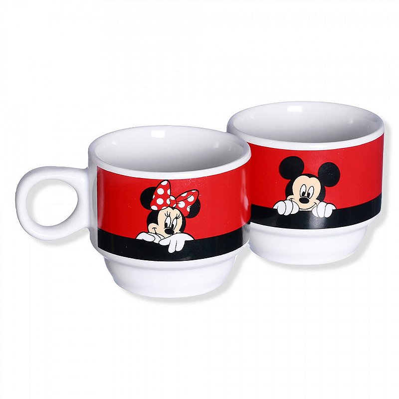 Kit 2 Xícaras Empilháveis - Mickey e Minnie