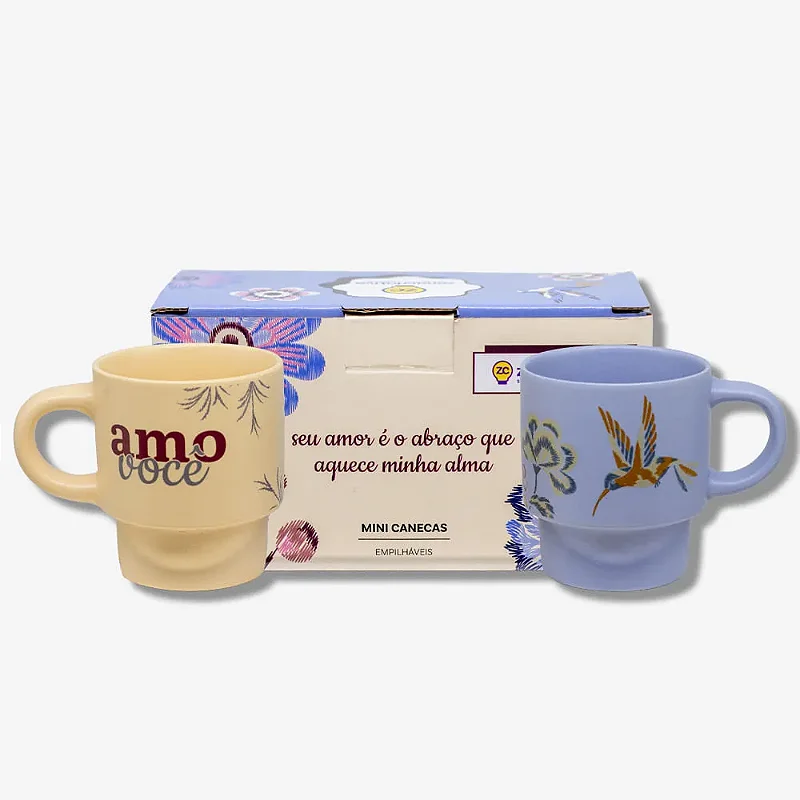 Kit 2 Xícaras Empilháveis - Bordados de Vó