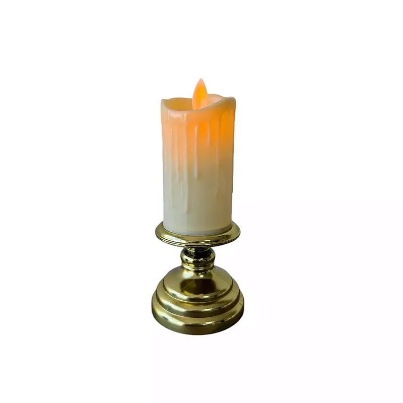 Vela de Led - Castiçal Dourada Média