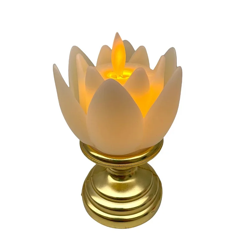 Vela de Led - Flor Lótus Dourada