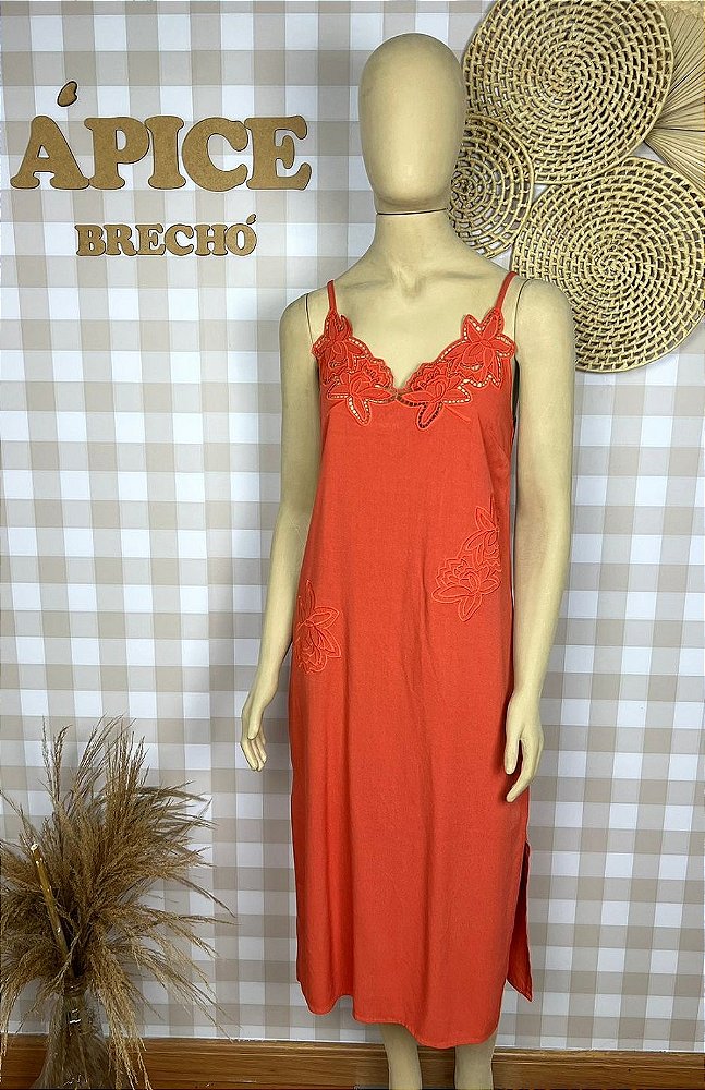 Vestido Maria Filó em Viscose Laranja