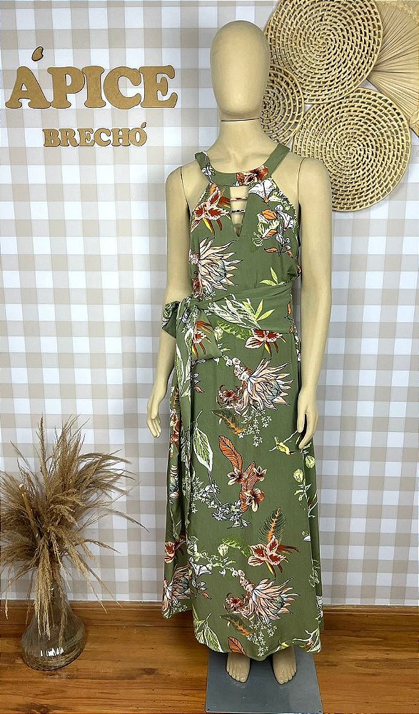 Vestido Zinzane Verde Floral Tamanho G