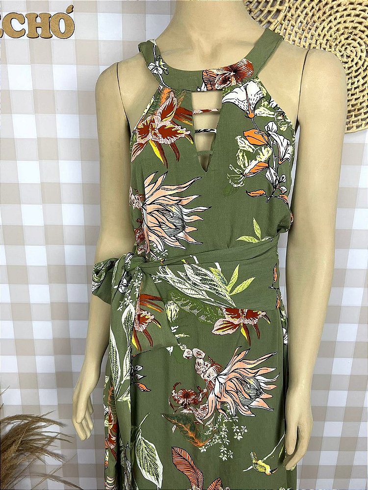 Vestido Zinzane Verde Floral Tamanho G