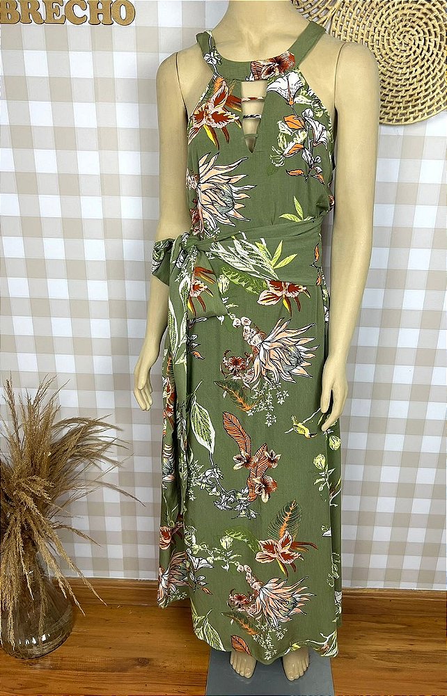 Vestido Zinzane Verde Floral Tamanho G