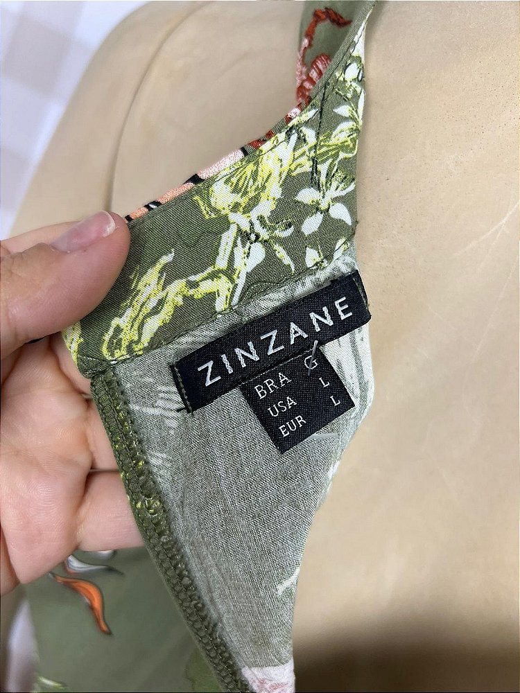 Vestido Zinzane Verde Floral Tamanho G