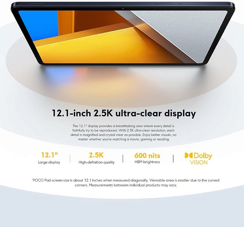 Tablet Xiaomi Poco Pad 8GB RAM 256GB Cinza
