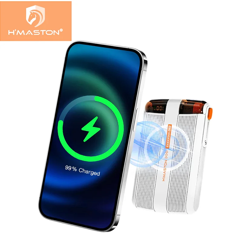 H'maston YD60 Power Bank CARREGAMENTO INDUTNO 15W BATERIA PORTÁTIL POR INDUÇÃO RÁPIDO 10000mAh