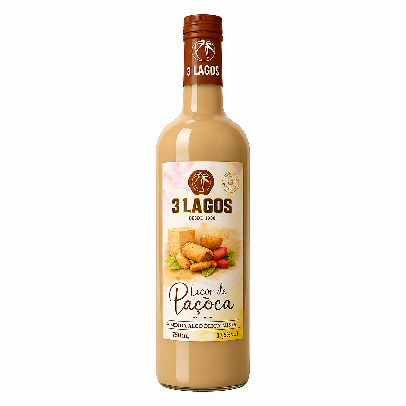 Licor 3 lagos paçoca 750ml