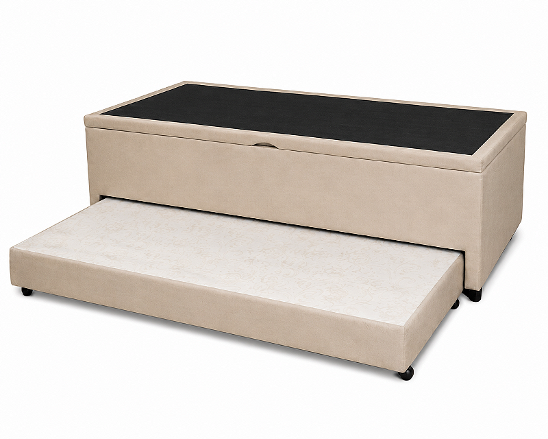 Base Baú Solteirão com auxiliar Suede 88X188X56