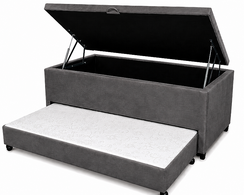 Base Baú Solteirão com auxiliar Suede 88X188X56