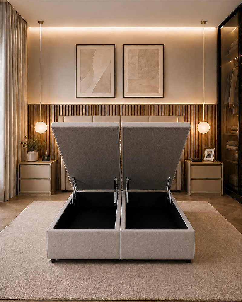 Base Baú King Suede 193X203X43