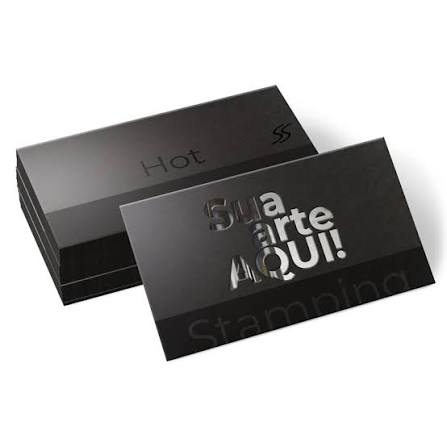 1000 Cartão de Visitas Hot Stamping Prata Toque Aveludado (Soft Touch)