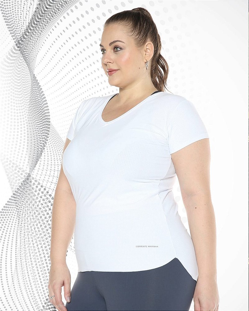 Blusa Manga Curta Alongada Plus Size