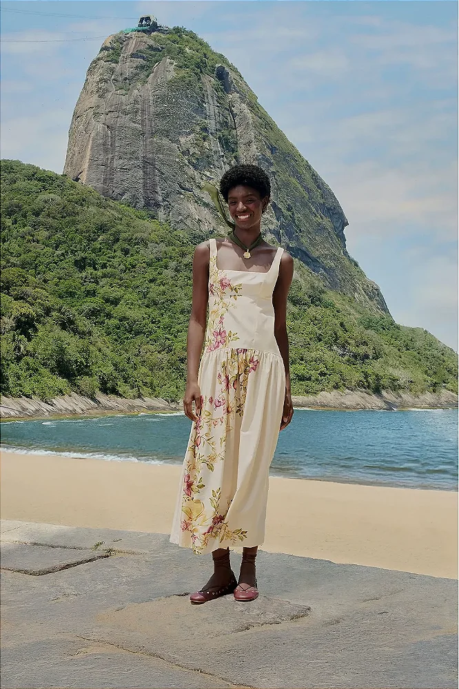 Vestido Cropped Estampado Flor De Romã