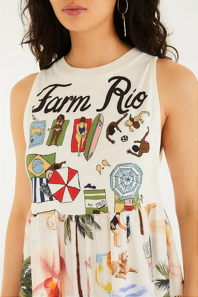 Vestido Midi Estampado Praia Carioca
