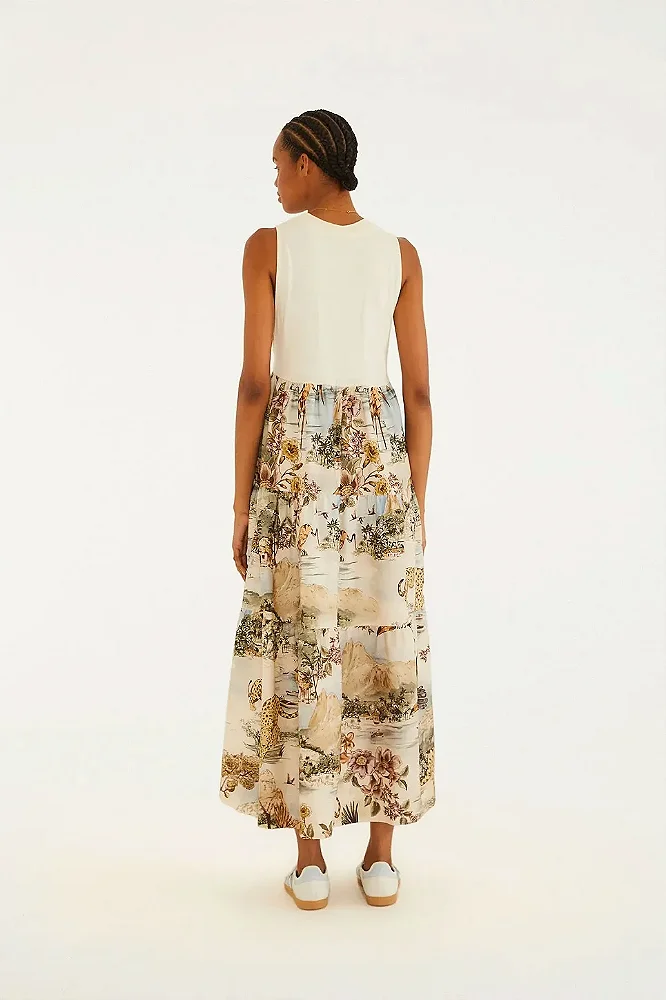 Vestido Longo Estampado Mapa Rio
