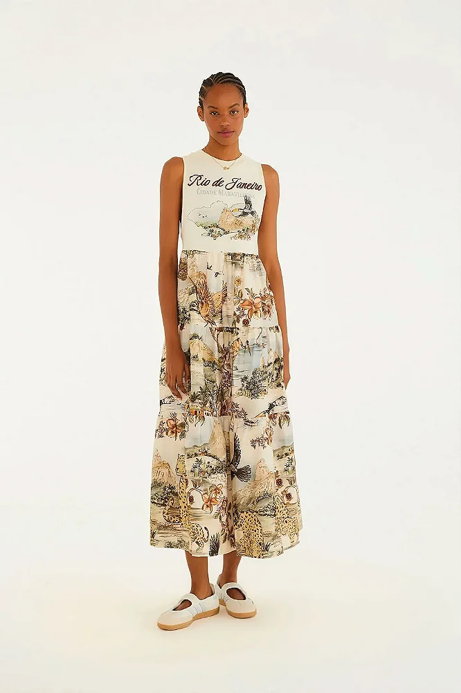 Vestido Longo Estampado Mapa Rio