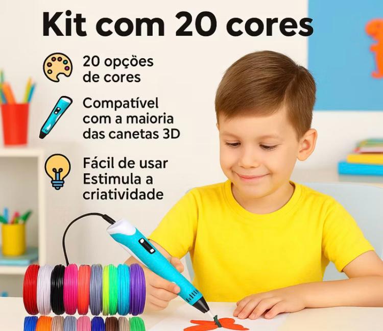 Refil Filamento 20 Cores Sortidas 100mts