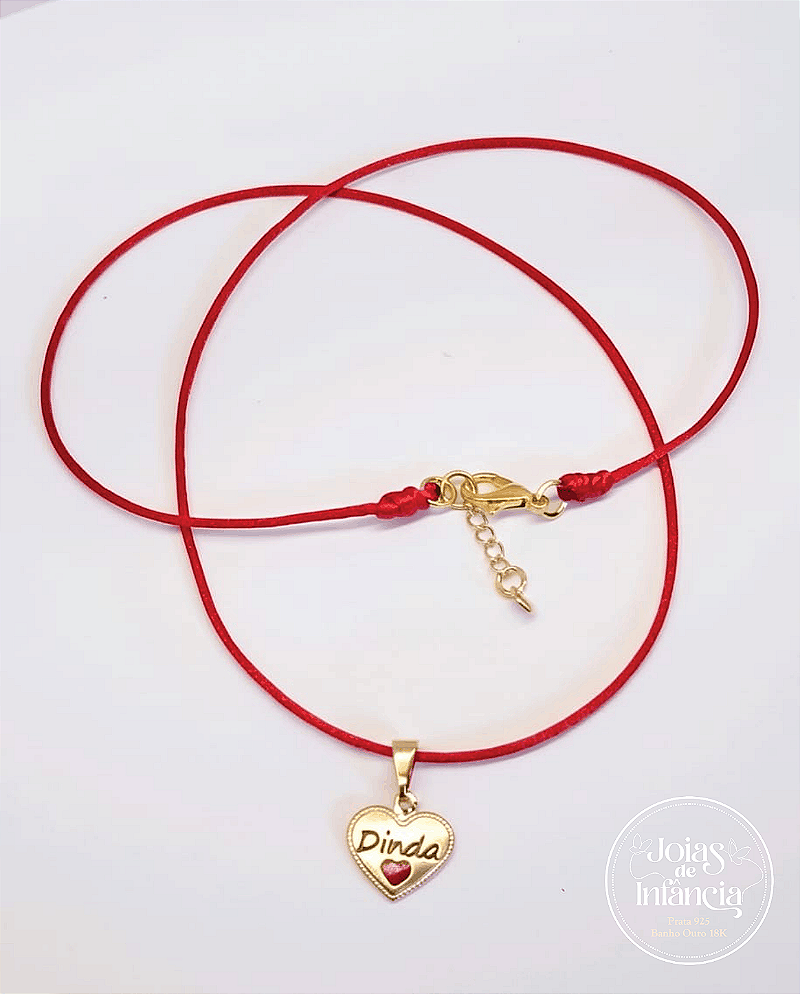 Colar vermelho Dinda banhado Ouro 18k