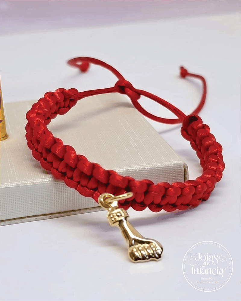 Pulseira vermelha com Figa banhada ouro 18k