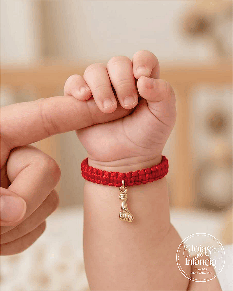 Pulseira vermelha com Figa banhada ouro 18k