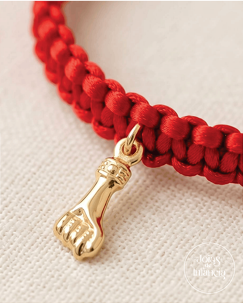 Pulseira vermelha com Figa banhada ouro 18k