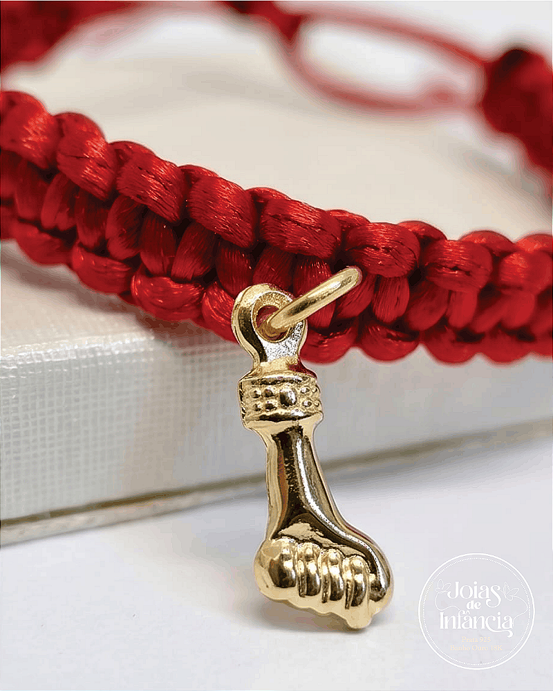 Pulseira vermelha com Figa banhada ouro 18k