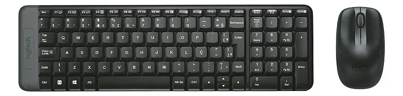 Combo Teclado e Mouse sem fio Logitech MK220 Layout ABNT2 Cor Preto