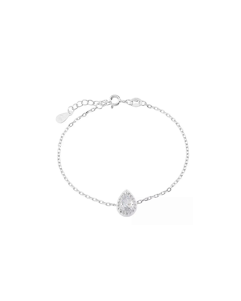 Pulseira Gota Cravejada Branca Prata 925