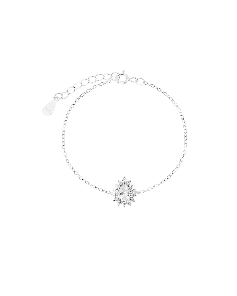 Pulseira Cravejada Gota Branca Prata 925