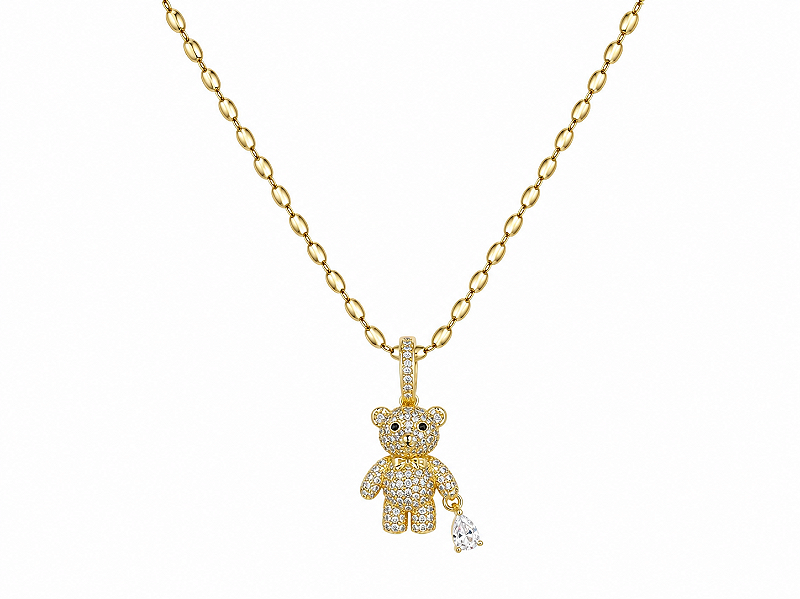 Colar Elo de Arroz com Pingente Ted em Banho de Ouro