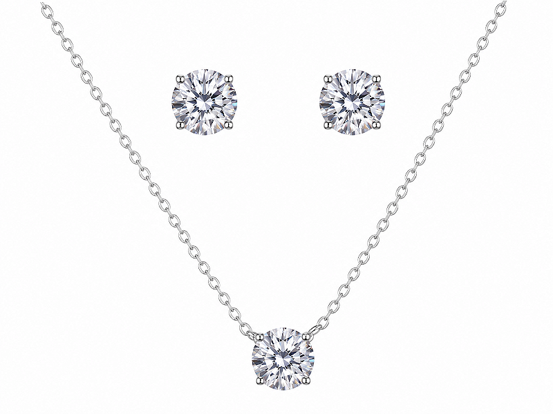 Conjunto Ponto de Luz Cristal Banho de Ródio Branco