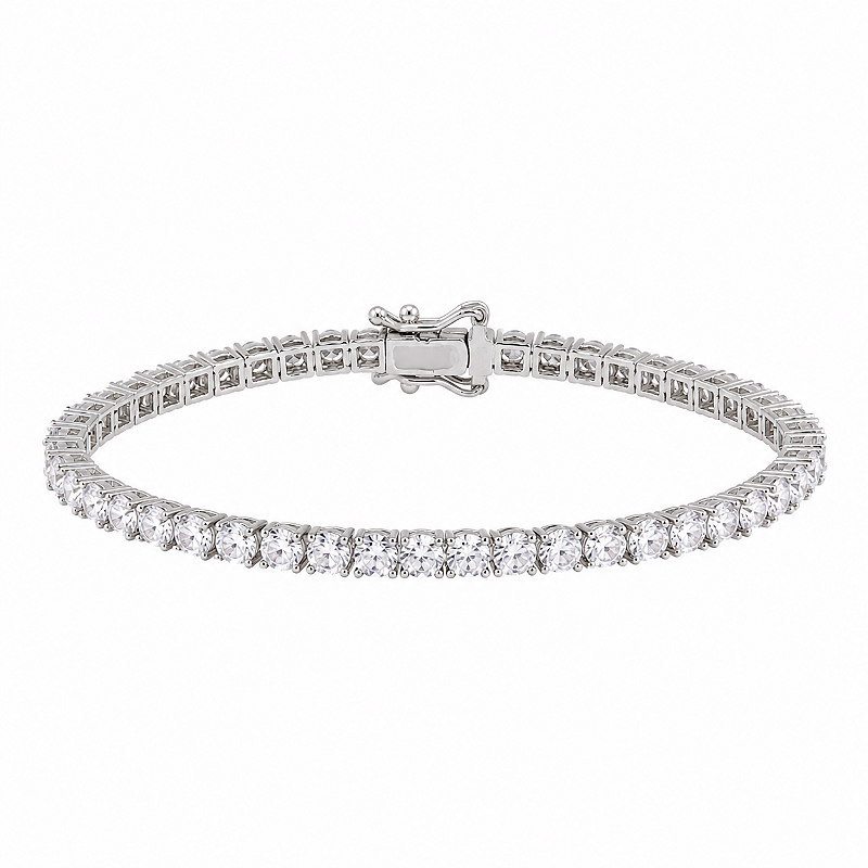 Pulseira Riviera 3 Pontas 3mm (Fecho Joia) Banho de Ródio Branco
