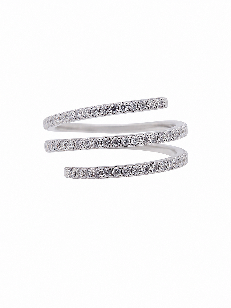 Anel Espiral com Zircônia Prata 925