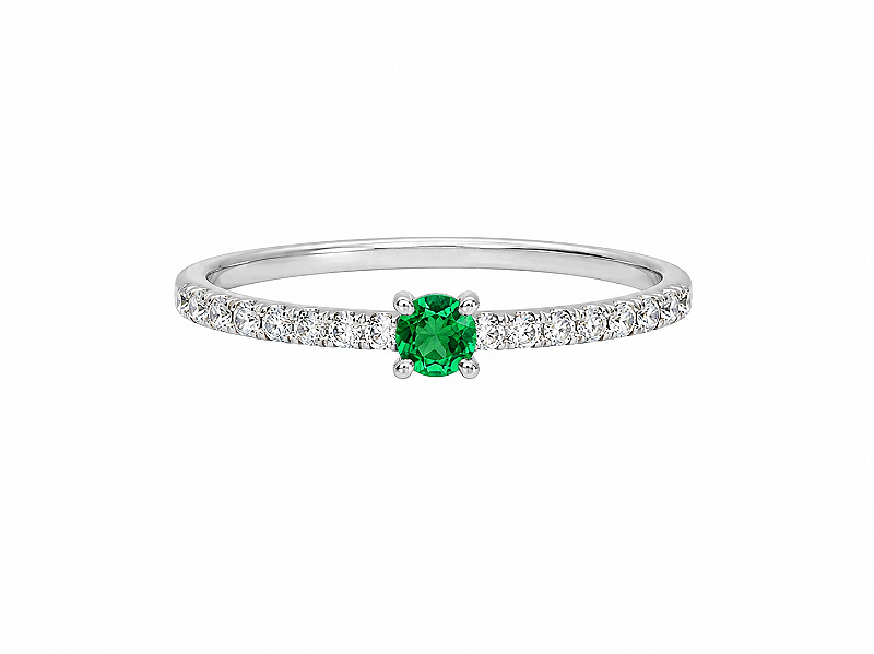 Anel Solitário Prata 925 - Verde Esmeralda