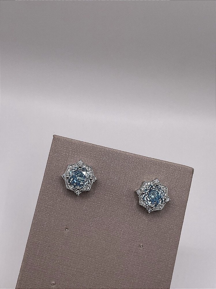 Brinco “Rose Cut” Zircônia Banho de Ródio Branco - Aqua